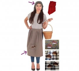 Kit de Castañera para mujer: Pañuelo y Delantal colores surtidos